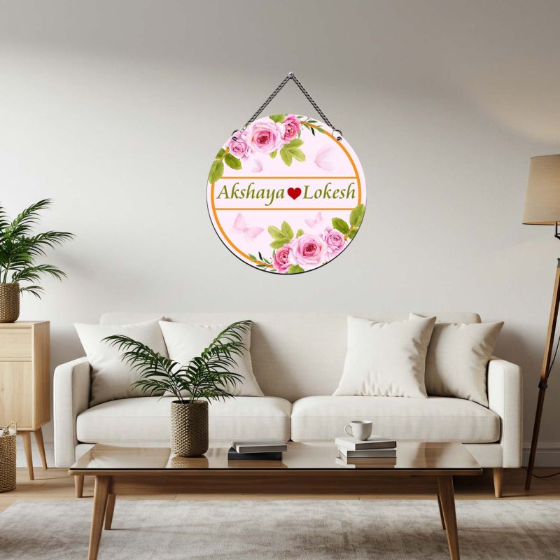 Personalized Couple Name Plate Decorative Rose Art for Bedroom & Living Room & Home Entrance  Couple Door Name Plate Gift For Birthday & Anniversary